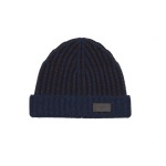 Bonnet Aviator en cachemire marine.