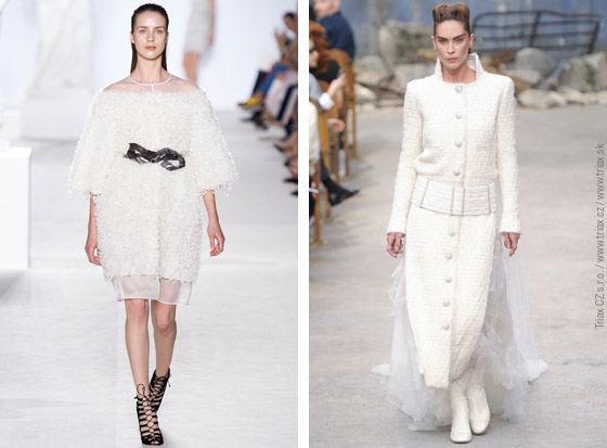 Svatební šaty z kolekcí Haute couture Fall 2013: svatební šaty Giambattista Valli, 2x svatební šaty Christophe Jossé a svatební šaty Chanel.