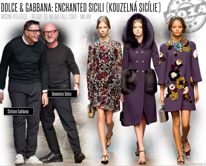 Návrhářská dvojice Domenico Dolce a Stefano Gabbana se svými modely z RTW kolekce Enchanted Sicili (Kouzelná Sicílie) pro podzim a zimu 2014/15.