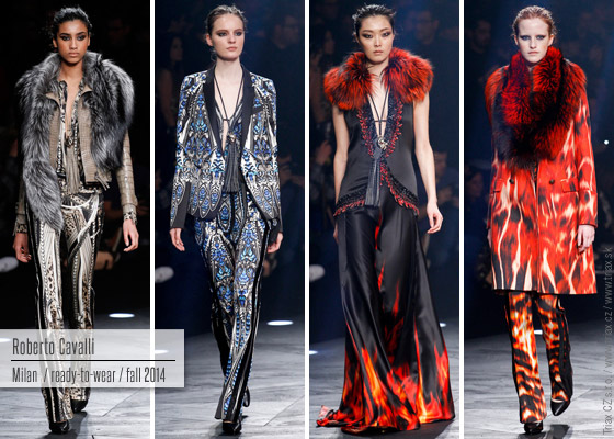 Roberto Cavalli ohřál zvířecí patchworky několika plamennými modely.