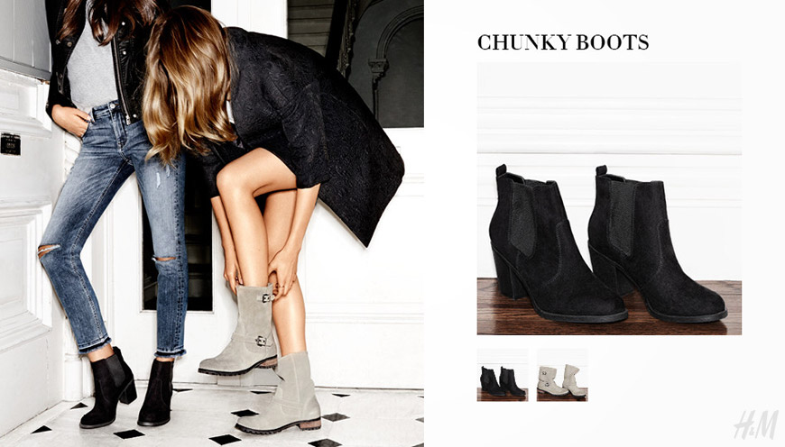 Obuv H&M v podobě tzv. Chunky boots se hodí jako sexy obutí pro léto i jako praktické boty pro podzim.