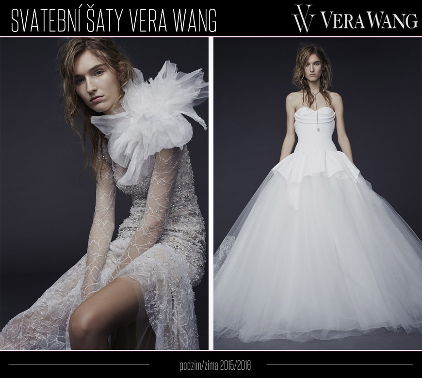 Vera Wang ukazuje, v čem se budete vdávat na podzim a v zimě příštího roku. Svatební šaty Vera Wang jsou z kolekce podzim/zima 2015/2016.
