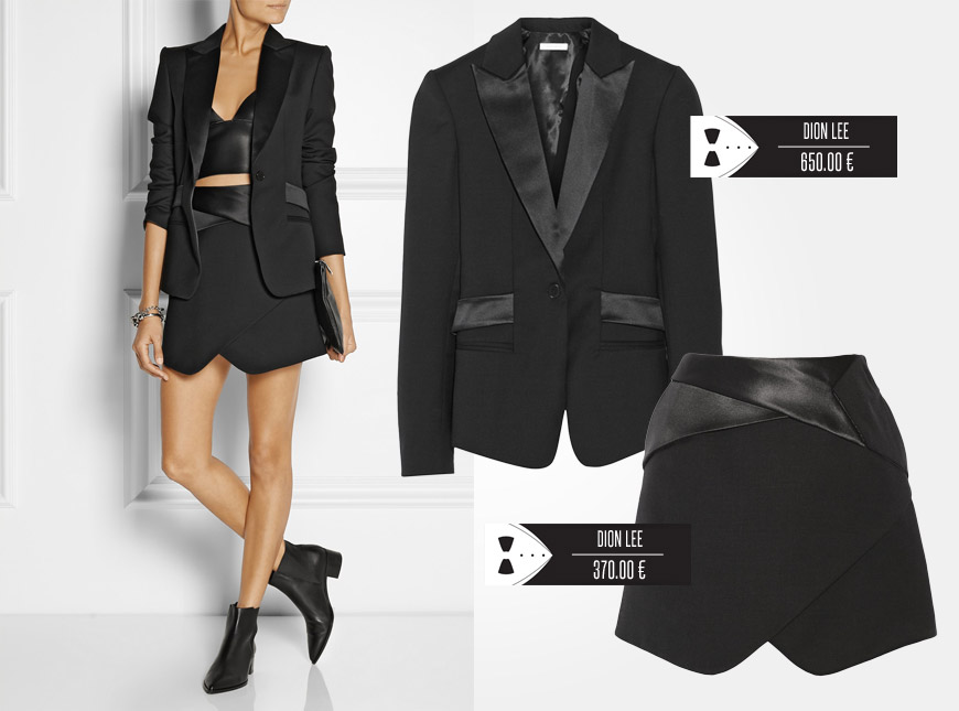 Smoking a tuxedo vypadají v dámském šatníku úžasně! Umožňuje také různé kreativní hrátky nebo design jako pro Femme Fatale.(Móda: Dion Lee)