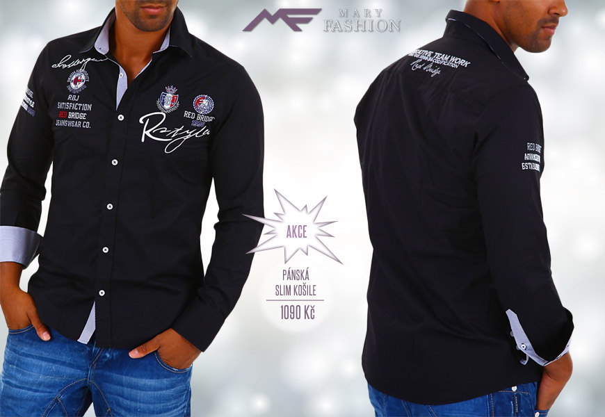 Pánská černá slim fit košile Redbridge. (Cena: 1090 Kč)