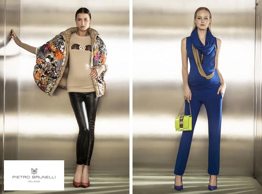 Těhotenská móda Pietro Brunelli z kolekce podzim/zima 2014/2015 přináší módní barvy, skvělé střihy a italský šmrnc.
