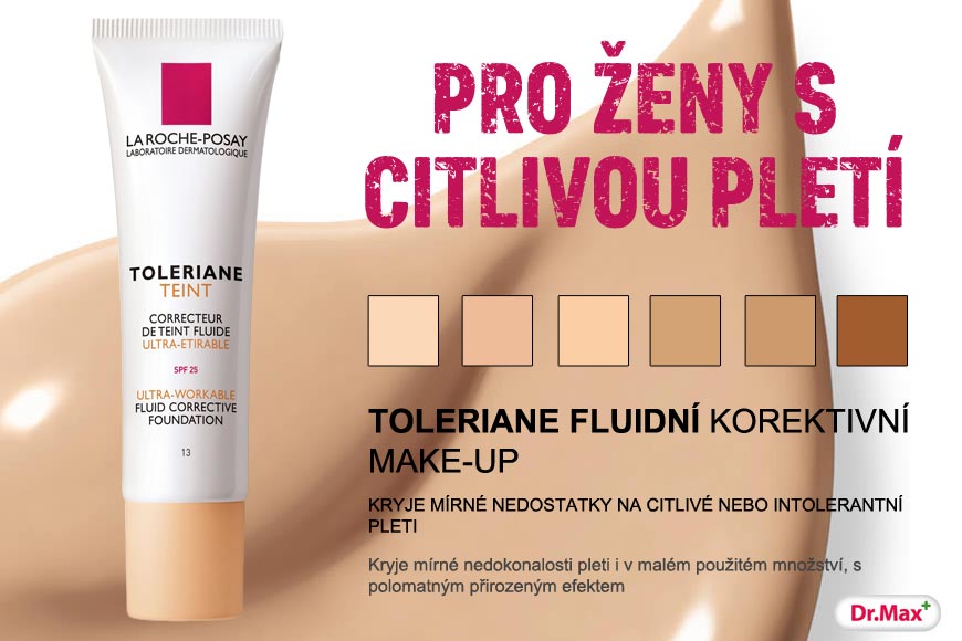 Make-up Toleriane od La Roche-Posay má fluidní texturu, je obohacen o termální vodu, má přirozeně zvláčňujícími účinky a působností proti volným radikálům.