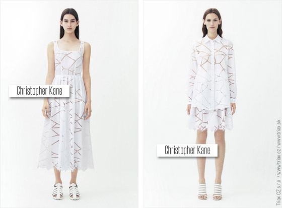 S průhlednými efekty na bílých outfitech si v Resort kolekci hrají například Christopher Kane nebo J. Mendel.