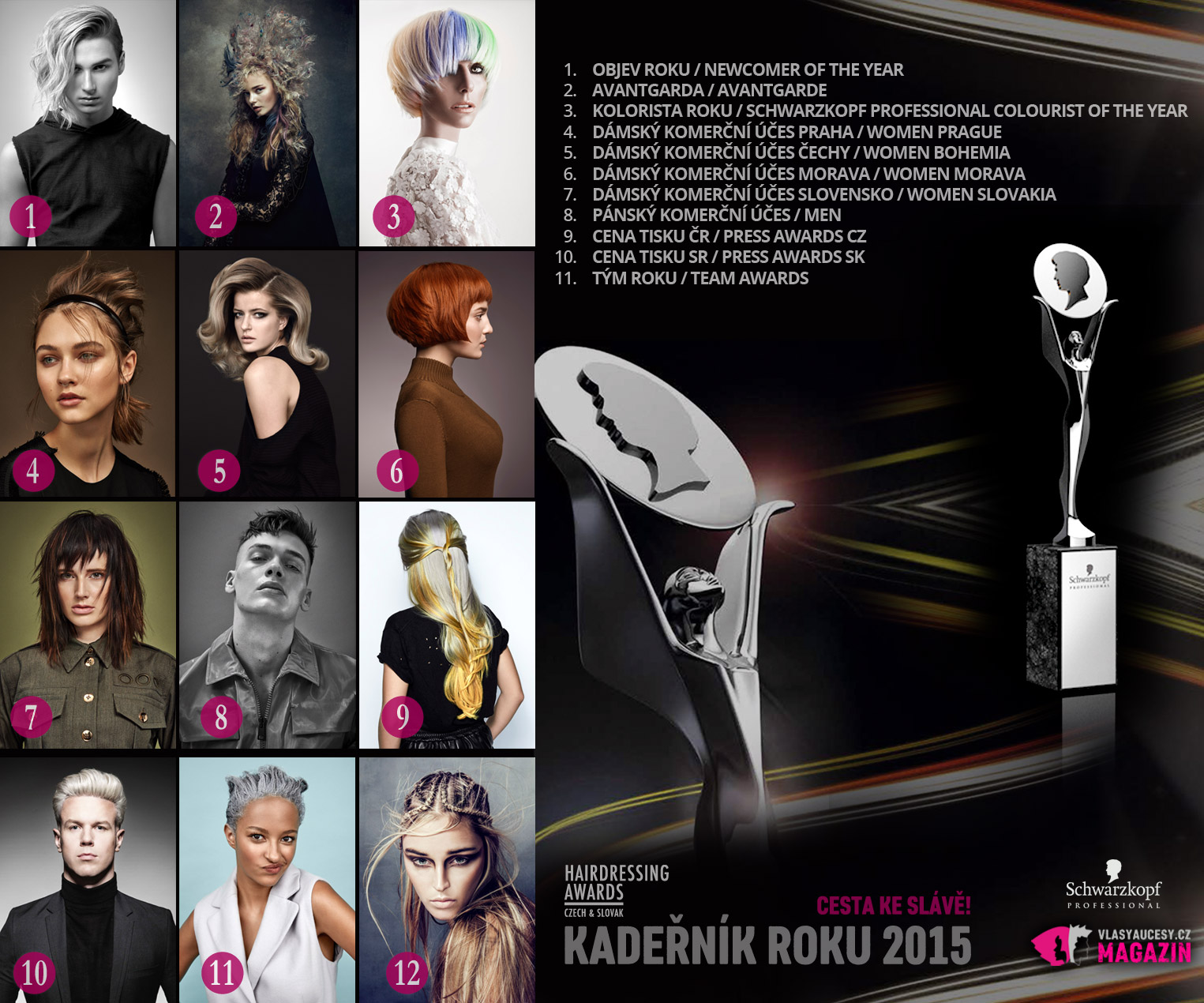 Znáte jména nejlepších českých a slovenských kadeřníků? Napoví vám finalisté soutěže KADEŘNÍK ROKU 2015 – Czech and Slovak Hairdressing Awards.