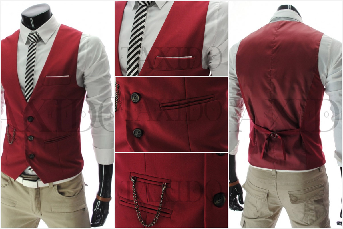 Červená pánská vesta ze sortimentu TAXIDO Fashion osvěží klasické kalhoty i outfit s džínami. 