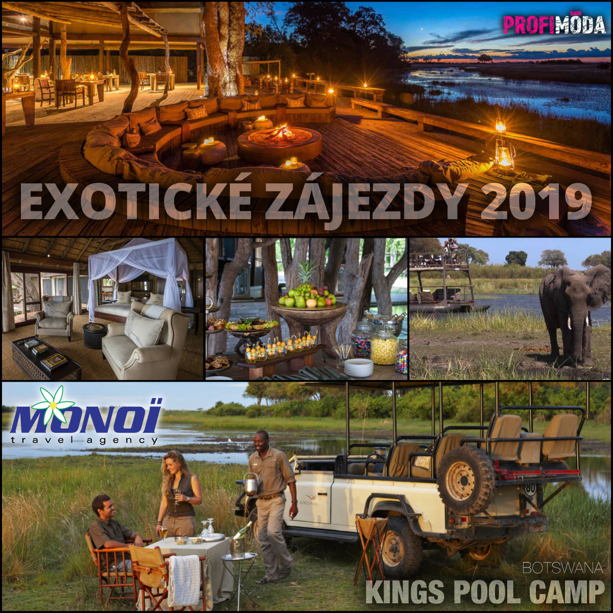 Monoï vás zve do Kings Pool Camp v Botswaně.